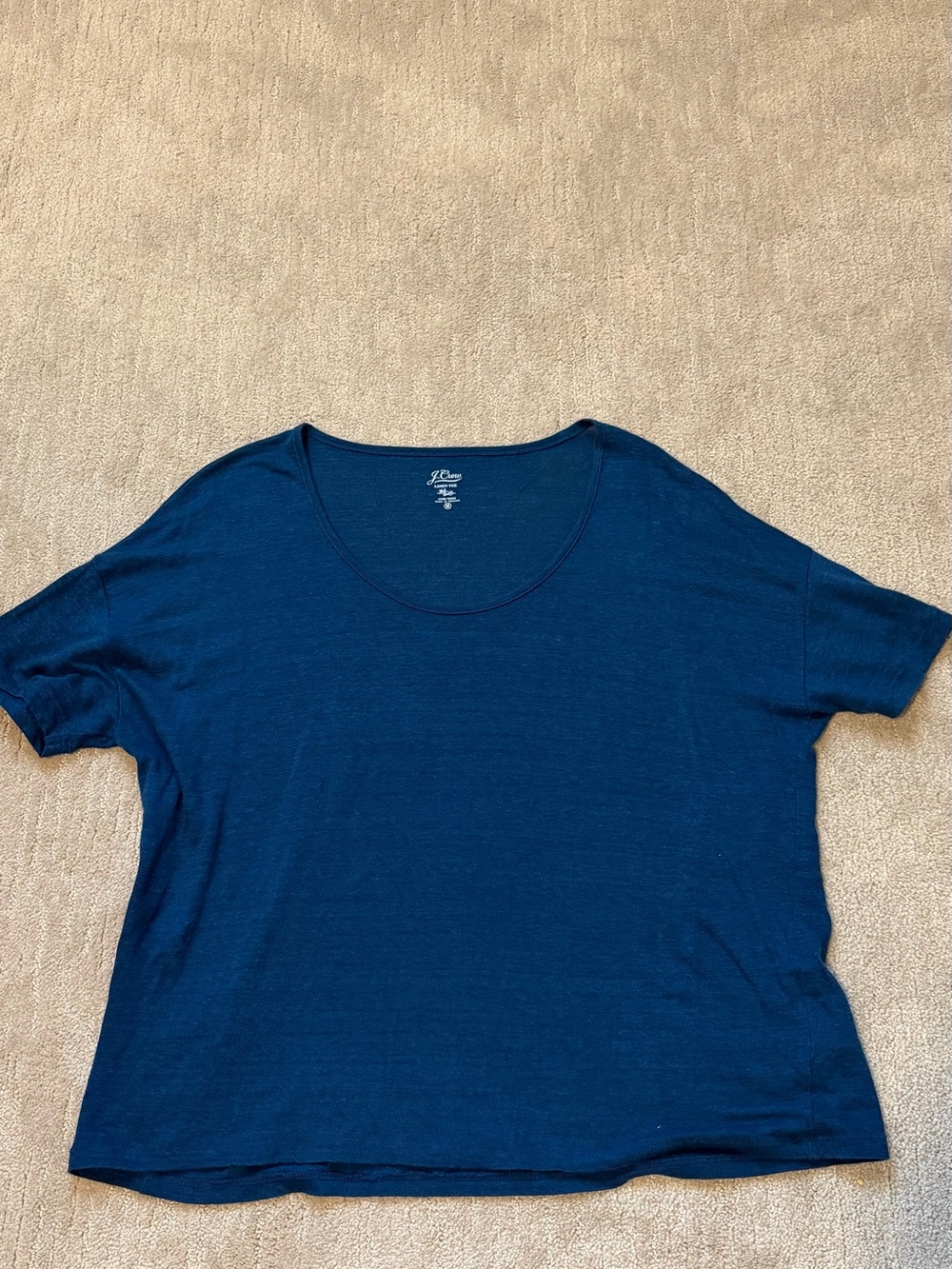 J. Crew oversized linen tee shirt, teal, size medium